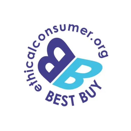 The Ethical Consumer Best Buy logo with two letter Bs back to back in the shape of a butterfly with ethicalconsumer.org around the top and the words Best Buy in all caps around the bottom