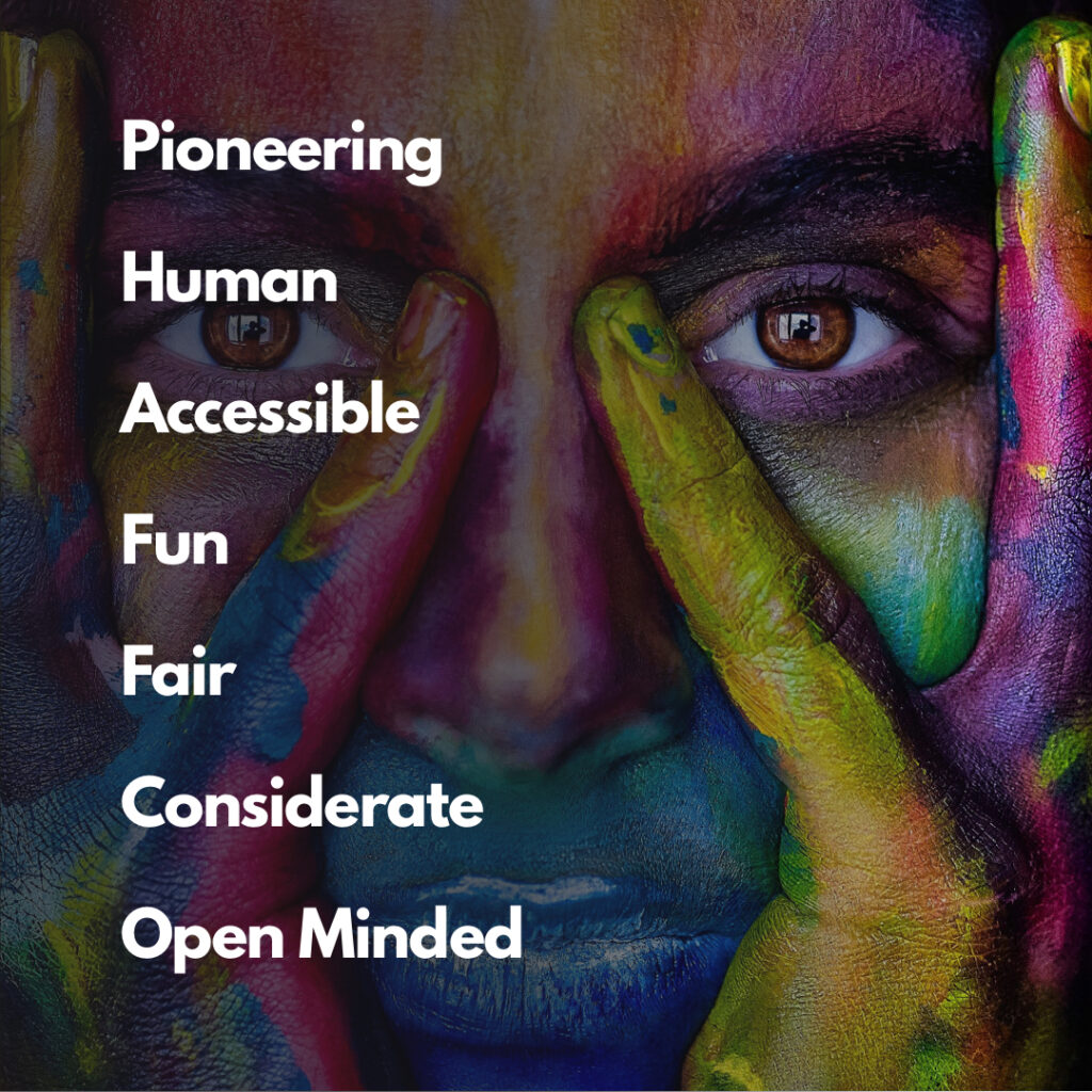 xigxag values: pioneering, human, accessible, fun, fair, considerate and open minded