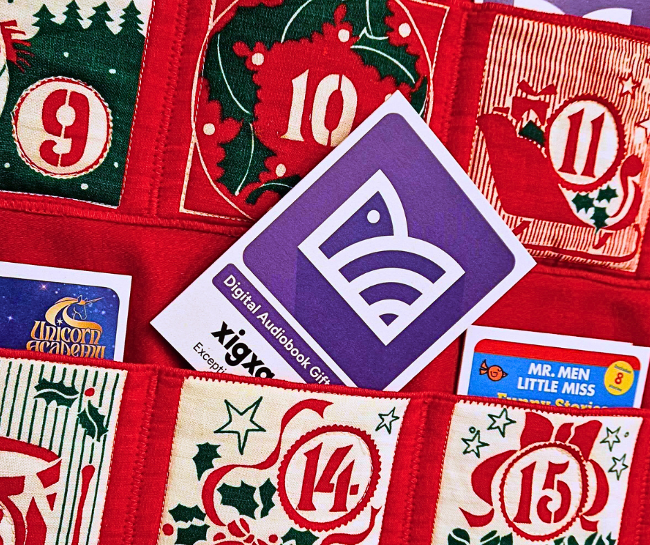 Advent calender with a xigxag printed audiobook gift card